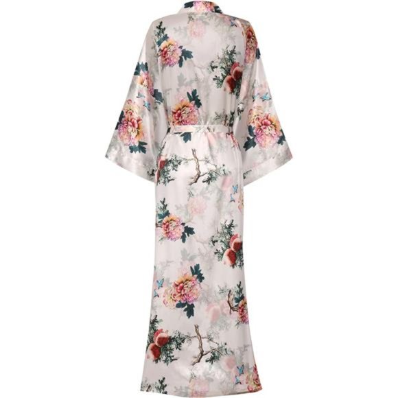 Women's Chic Floral Satin Kimono - Picture 2 of 2
